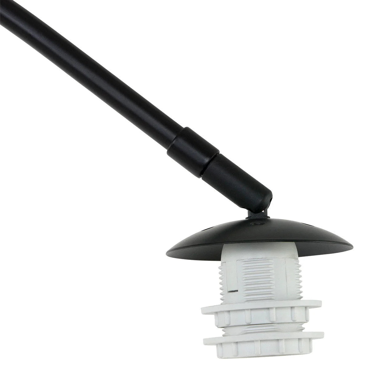Bras de lampe noir ajustable avec douille blanche et filetée pour abat-jour tressé
