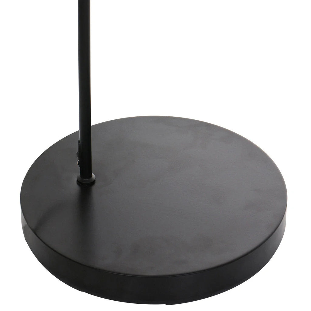 Base ronde en métal noir pour lampadaire arc noir avec abat-jour en tissu cylindrique