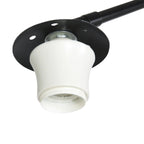 Applique plafond noire avec support en céramique blanche et abat-jour en verre fumé