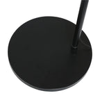 Base de lampadaire en métal noir rond avec support vertical et abat-jour en verre fumé
