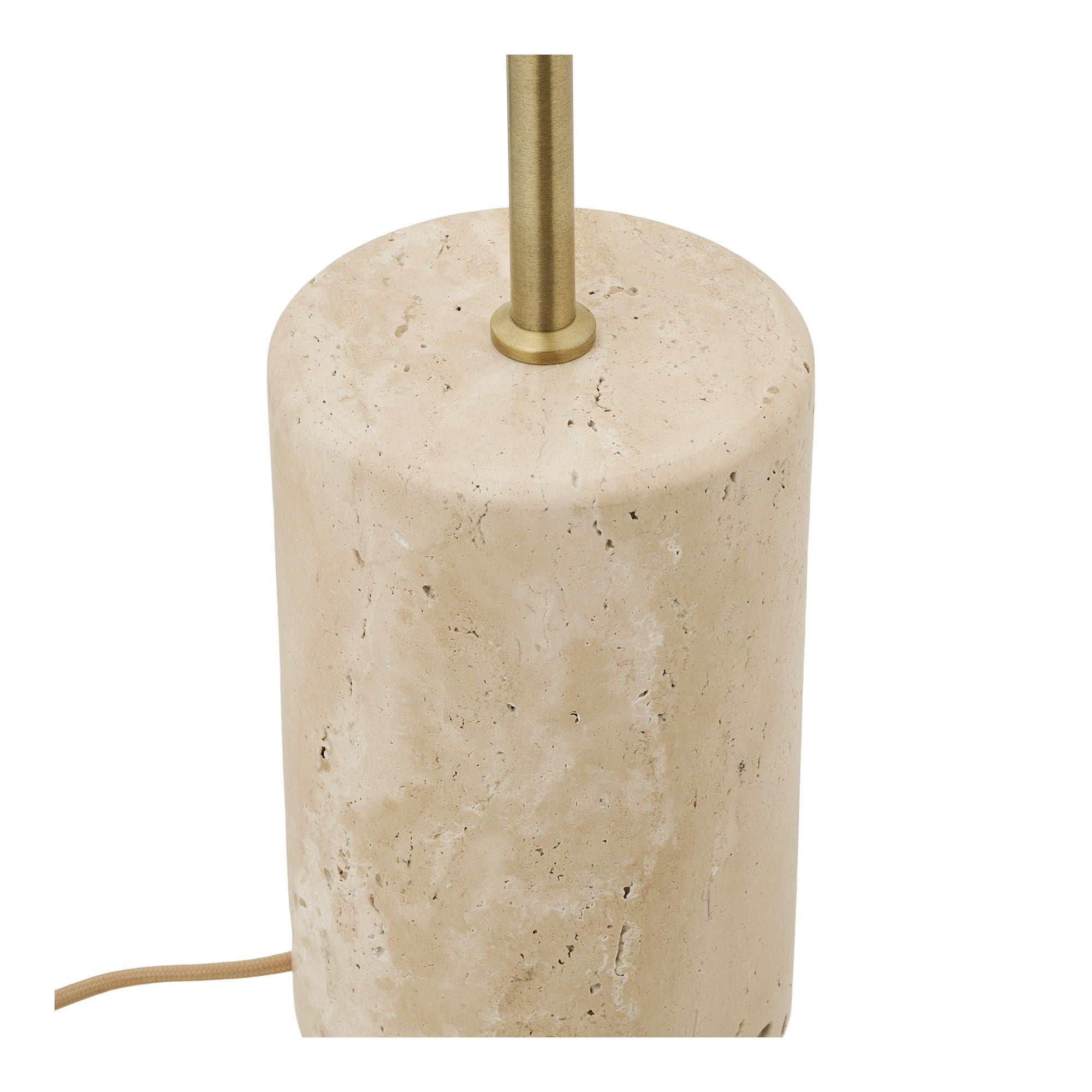 Lampe sur pied en métal doré et base en pierre crème, H155 cm
