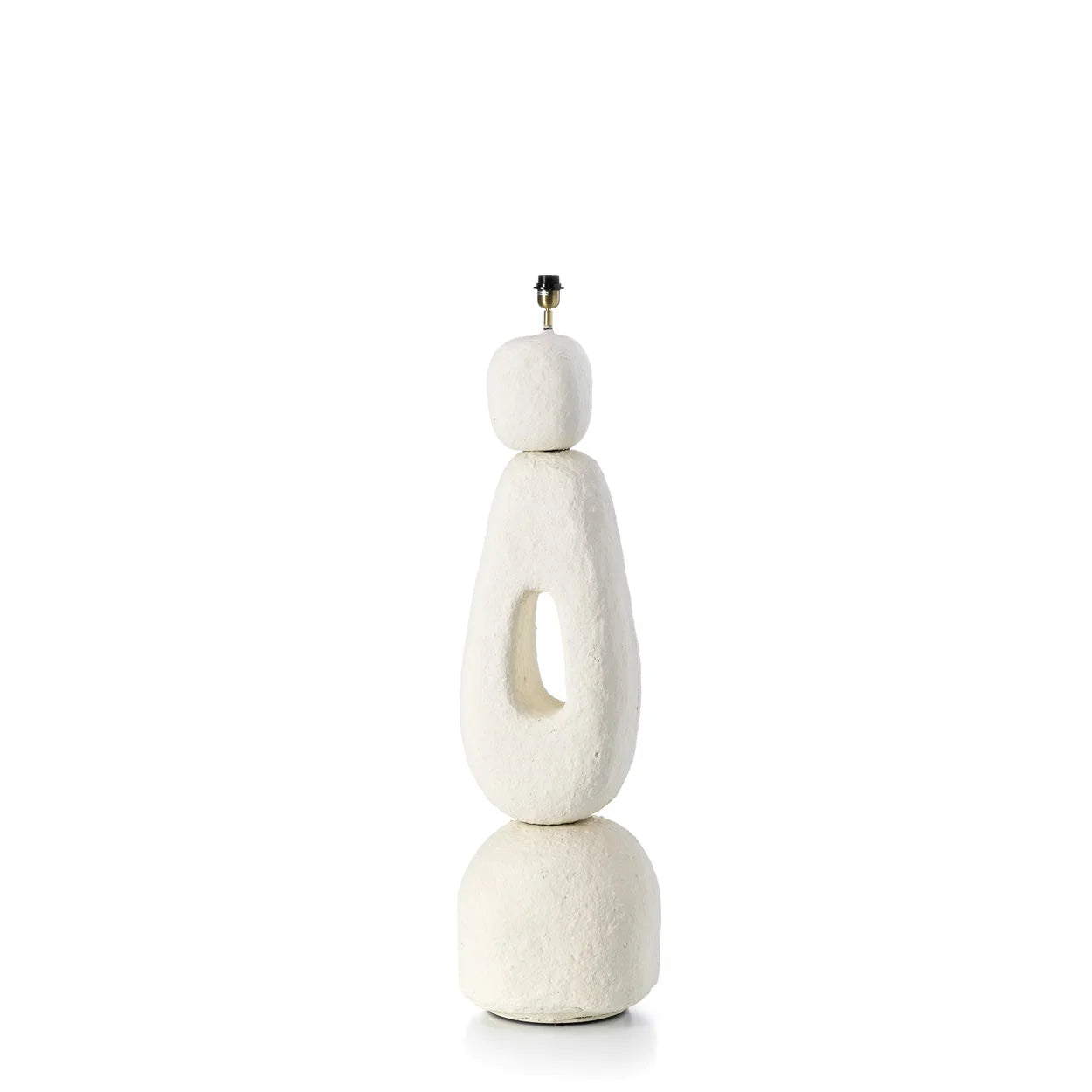 Lampadaire sculptural papier mâché blanc XL H123 cm avec segments organiques