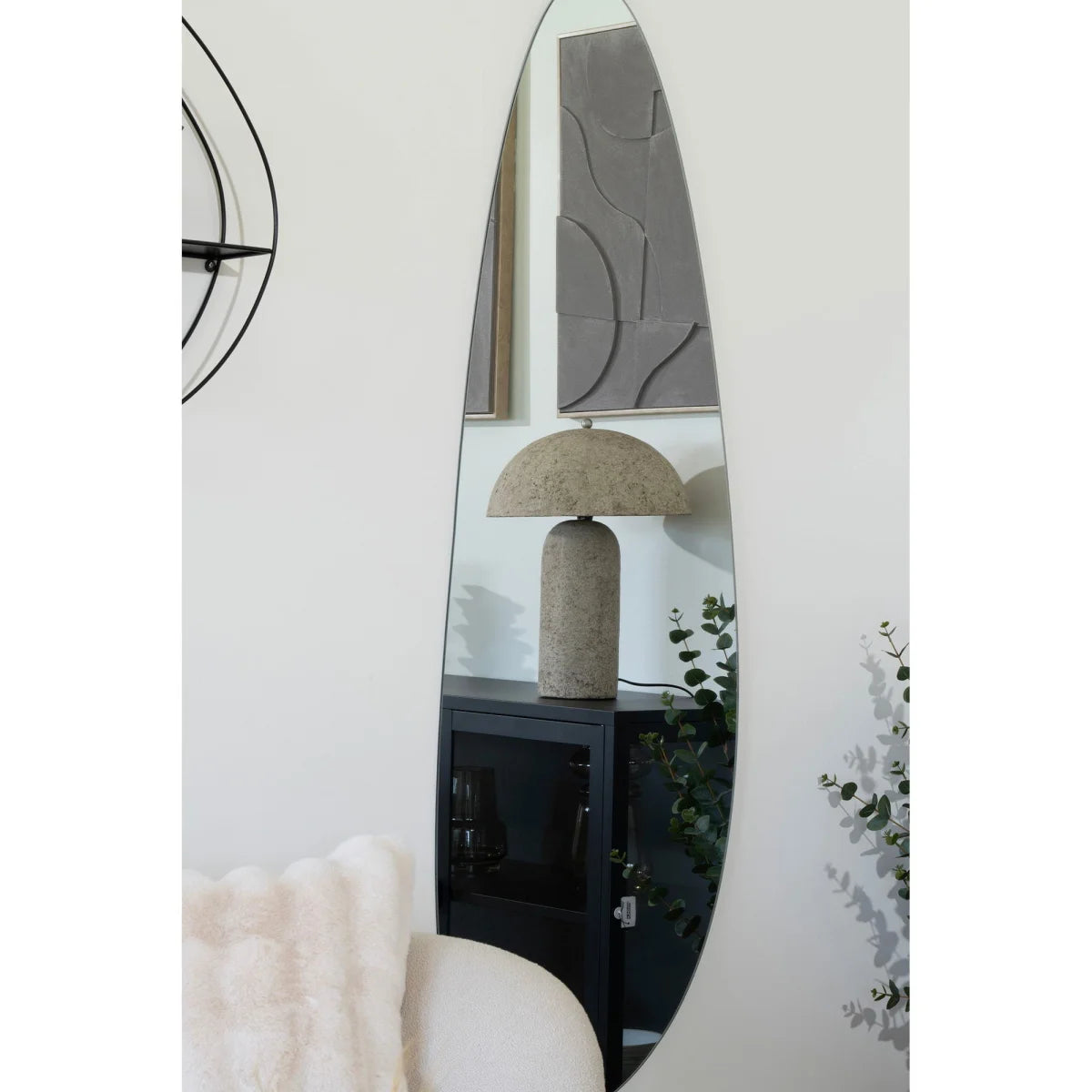 Miroir ovale haut design minimaliste cadre métallique fin