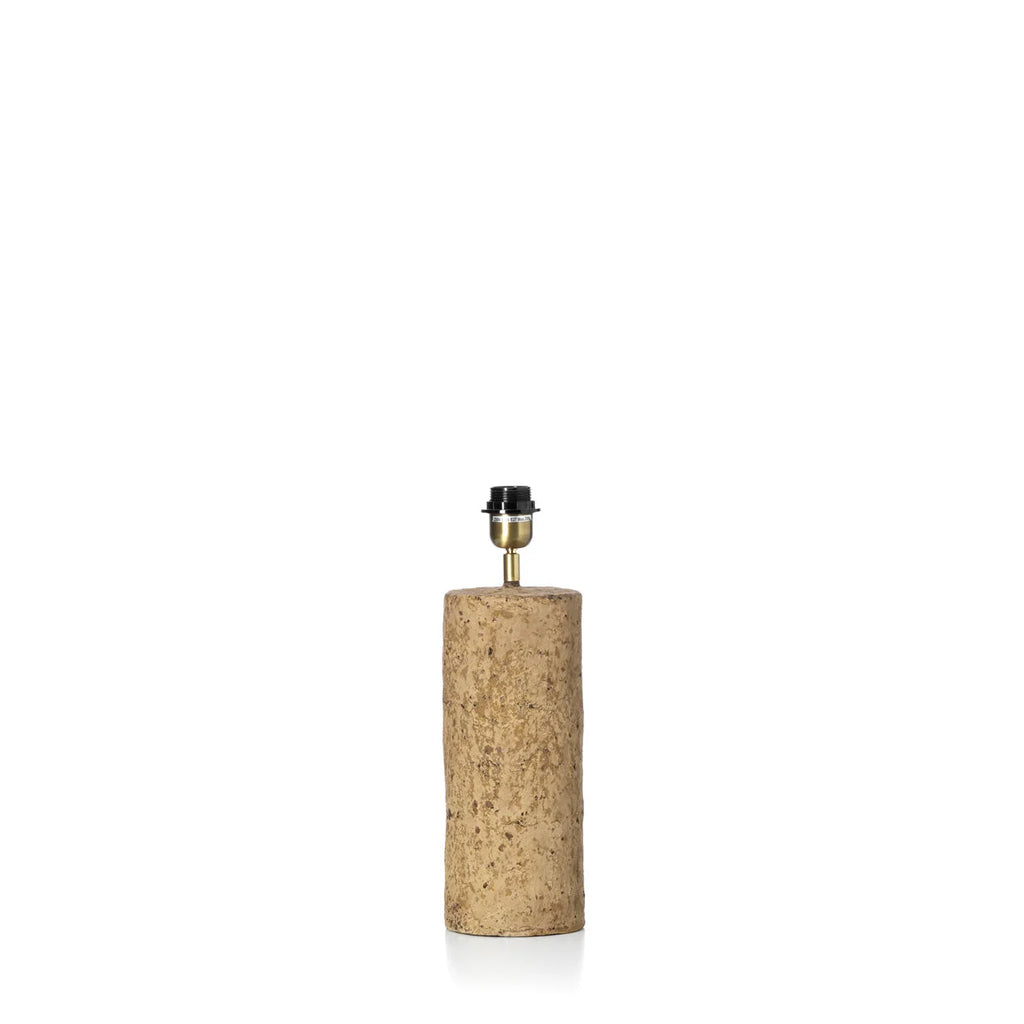 Base de lampe cylindrique en papier mâché boue beige mat texturé H30 cm