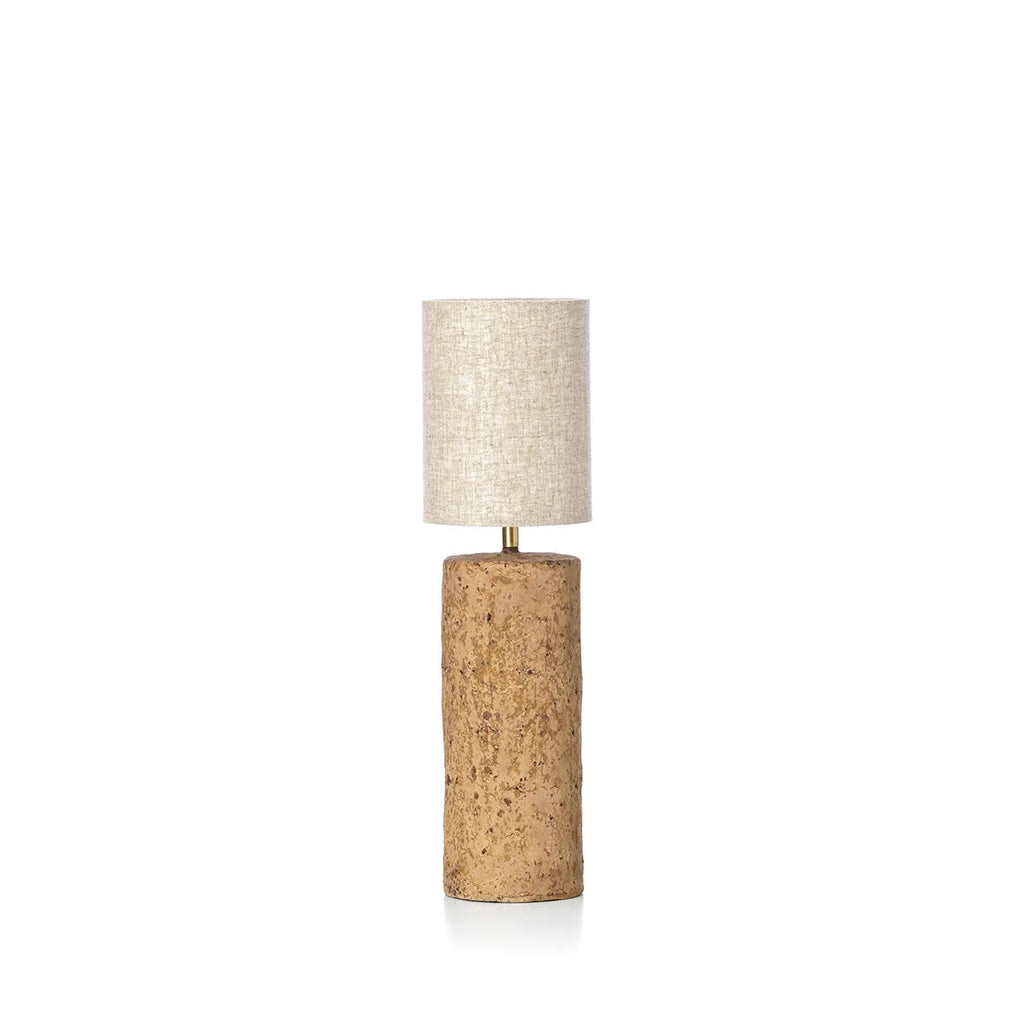 Lampe à poser en papier mâché boue H30 cm avec abat-jour beige