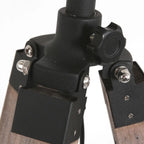 Base de lampe sur pied en bois et métal avec abat-jour bambou noir H170 cm
