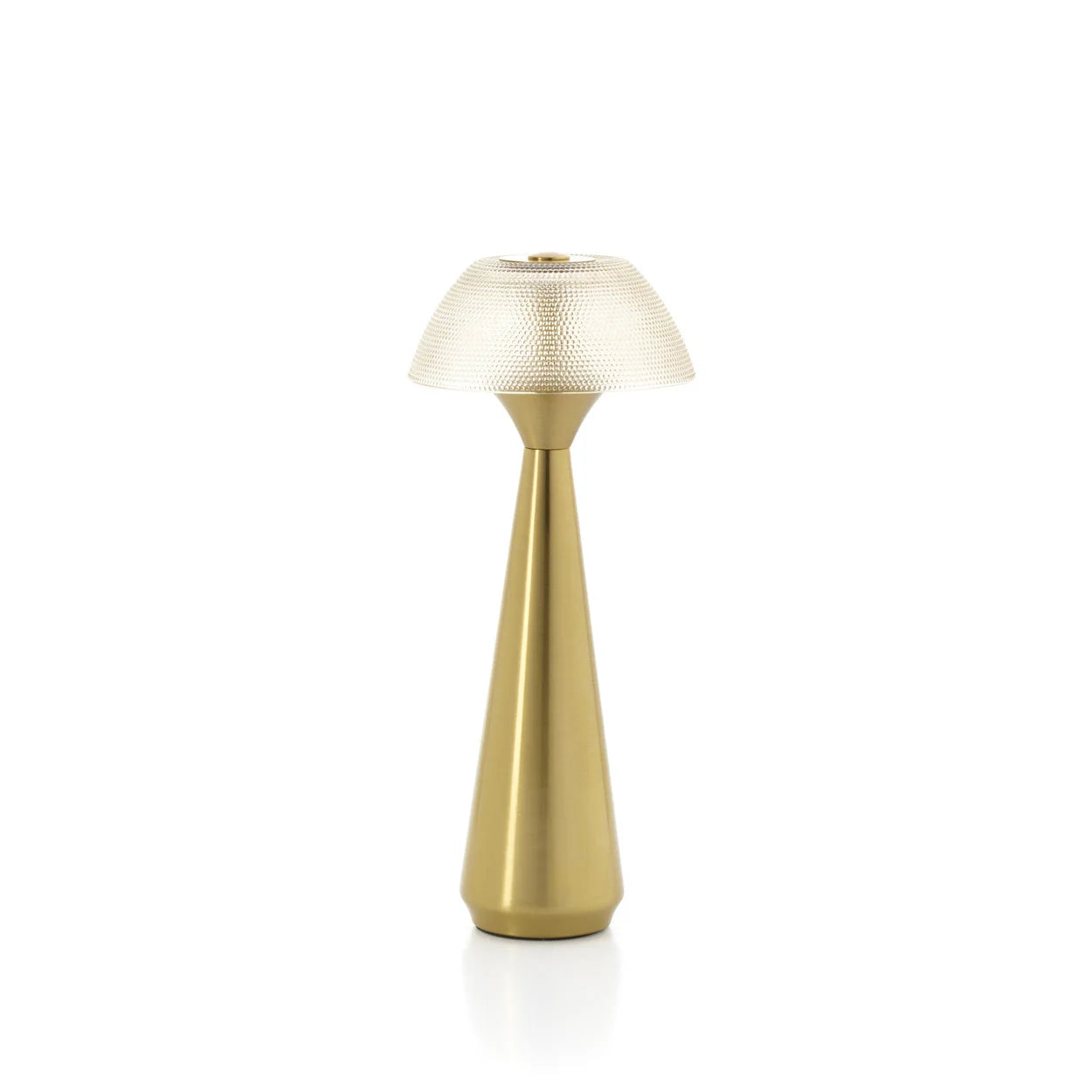 Lampe de table en métal doré LED avec abat-jour en verre texturé translucide H28 cm
