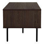 Table basse en bois fumé sombre et métal noir, 100x50 cm