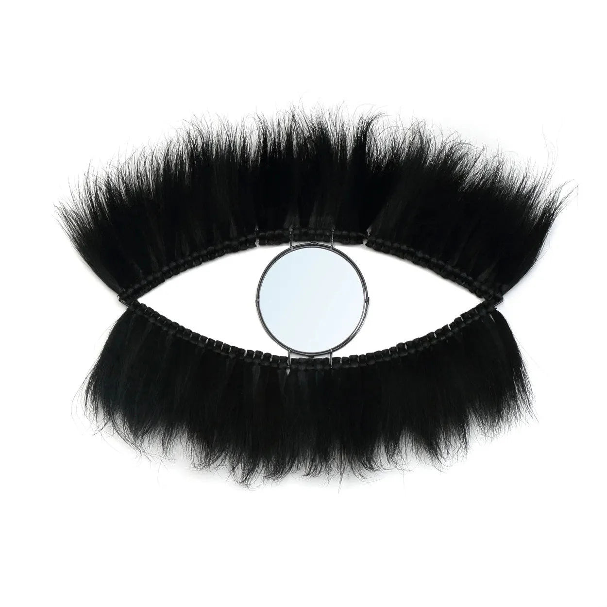 Miroir mural en herbe noire 100x60 cm en forme d’œil avec faux cils noirs autour
