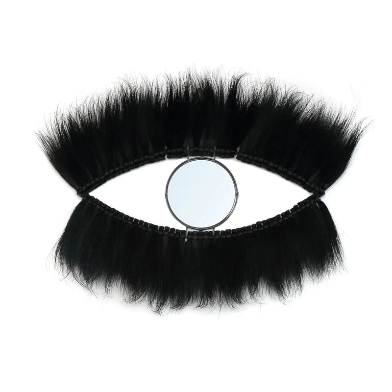Miroir mural en herbe noire 100x60 cm forme œil