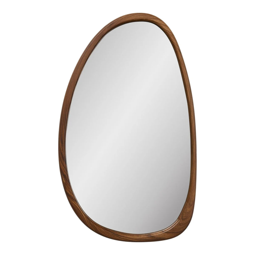 Miroir mural organique en bois foncé, forme libre 38,5x64,5 cm