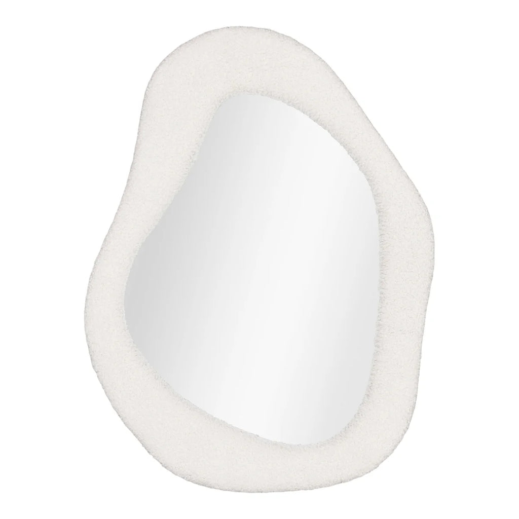 Miroir mural organique cadre bouclé écru en verre 46x61 cm