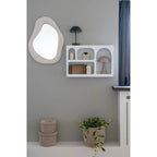 Miroir mural organique en verre cadre bouclé écru 46x61 cm