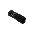 Nappe carrée en lin noir 150x150 cm avec tissu roulé et ficelle pour table à manger
