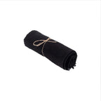 Nappe en lin noir 150x200 cm pour table à manger avec tissu roulé et ficelle