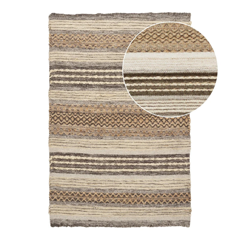 Paillasson jute et laine naturel gris 60x90 cm