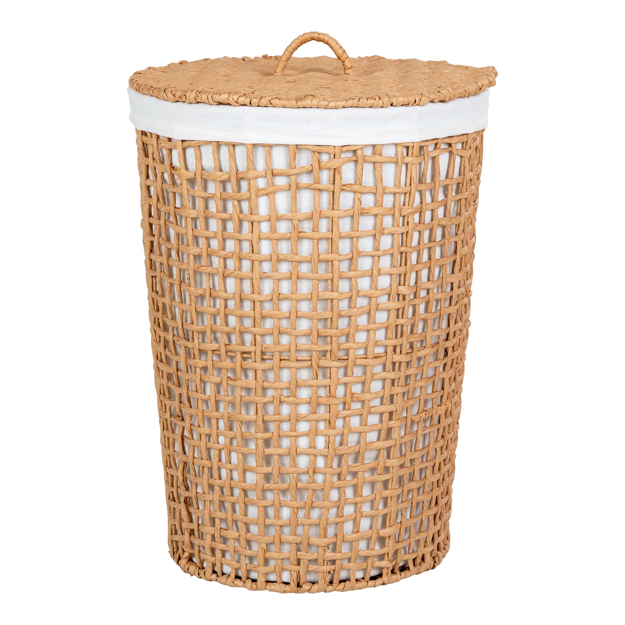 Panier à linge en papier beige et blanc ø42x56 cm