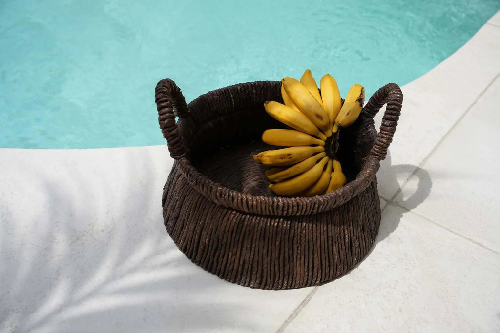 Panier en feuille de bananier tressé 42x26 cm