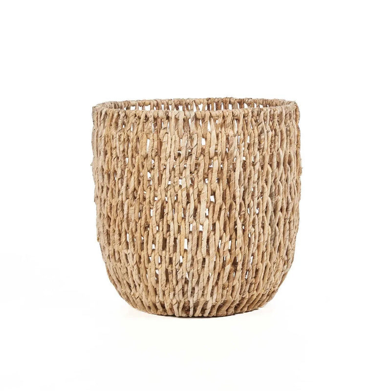 Panier en feuilles de bananier tressées 29 cm naturel