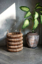 Panier en jacinthe d’eau naturel avec poignées 66 cm