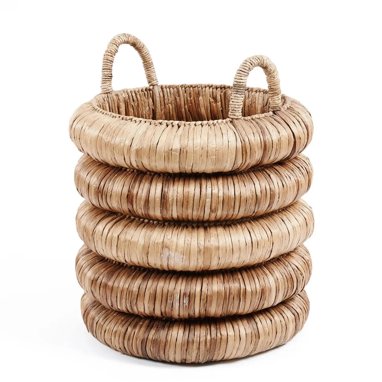Panier en jacinthe d’eau naturel avec poignées 66 cm