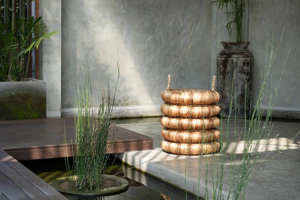Panier en jacinthe d’eau naturel avec poignées 66 cm
