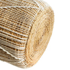 Panier en macramé cylindrique en jonc de mer naturel et blanc avec poignées – H45 cm