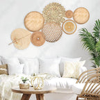 Panier mural osier et rotin lot de 8 en situation