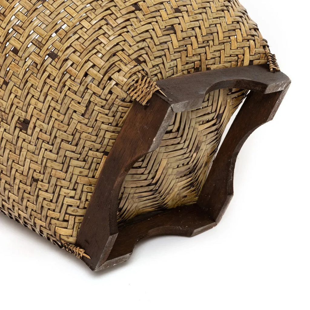 Panier de rangement cylindrique en rotin naturel avec couvercle décoratif – H45 cm