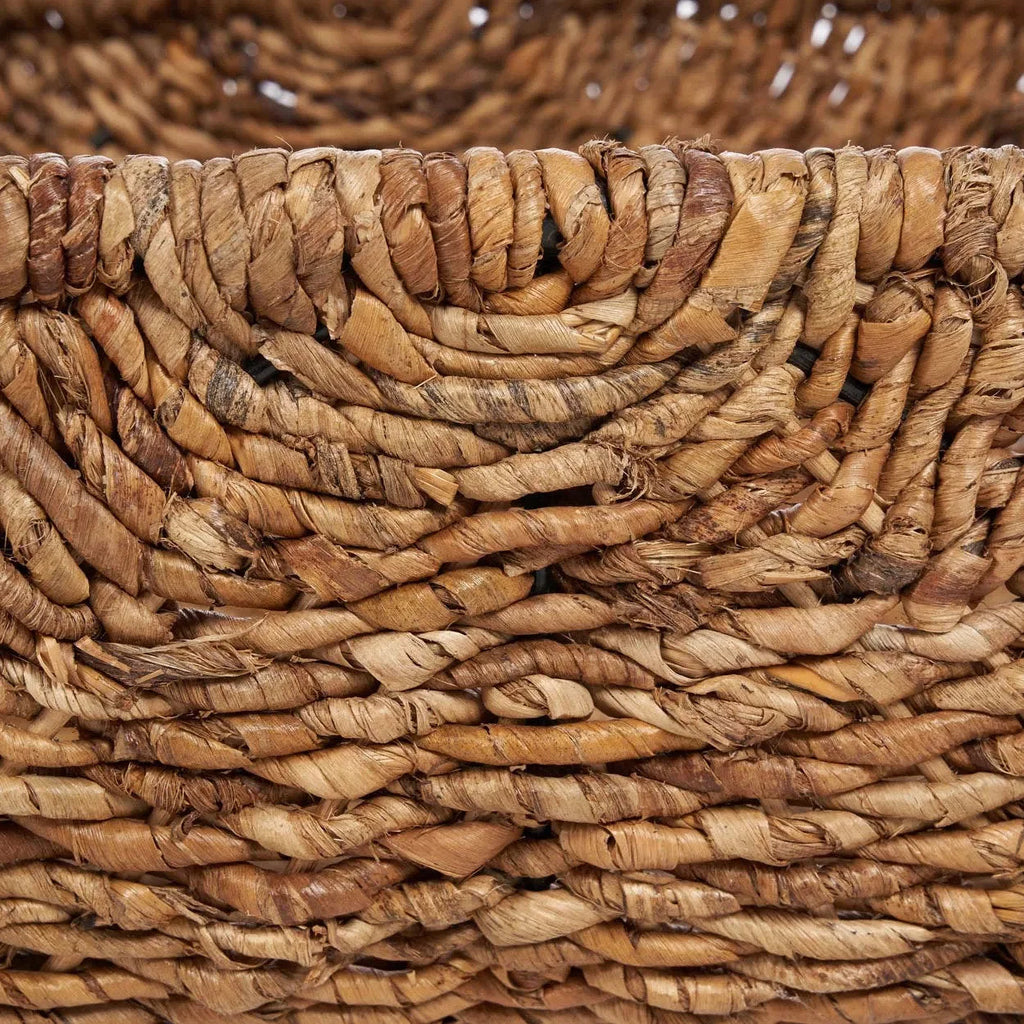 Panier de rangement rectangulaire en feuille de bananier naturelle avec poignées