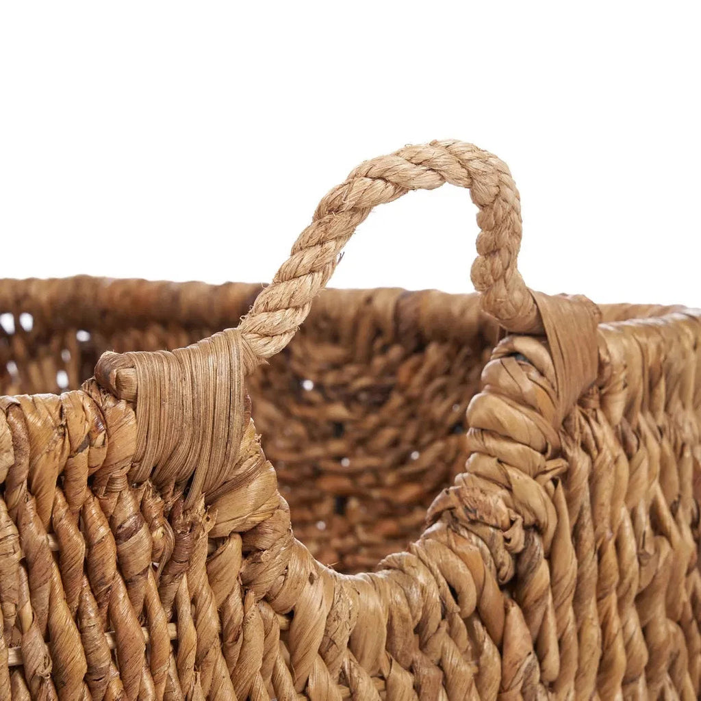 Panier de rangement rectangulaire en feuille de bananier naturelle avec poignées