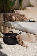 Panier de rangement rond en rotin noir avec poignées – Ø60 cm