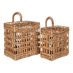 Paniers muraux rectangulaires en jacinthe d’eau tressée naturelle, set de 2