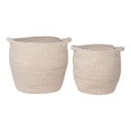 Paniers de rangement en corde tressée beige avec poignées intégrées, set de 2