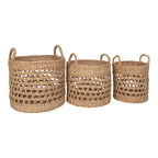 Set de 3 paniers de rangement en jonc de mer naturel avec poignées