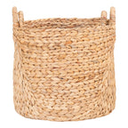 Panier rond en jacinthe d’eau naturelle à anses anneaux, set de 2