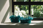 Photophore en coton tricoté – Aqua tressé – H11 cm