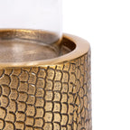 Photophore en laiton doré motif croco avec verre cylindrique – H24 cm