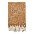 Couverture en laine camel chevron franges blanches 130x170 cm