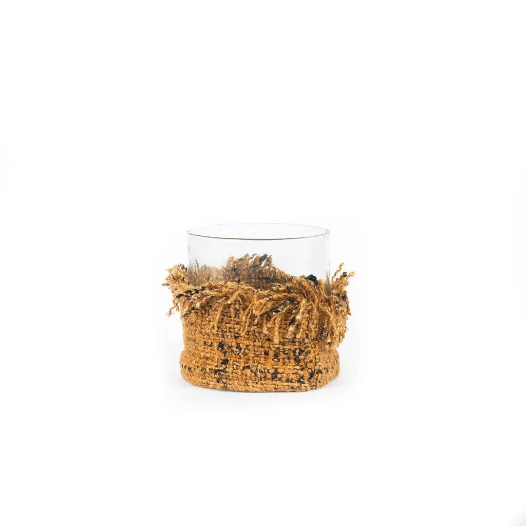 Porte-bougie en coton tricoté – Marron cannelle – H8 cm