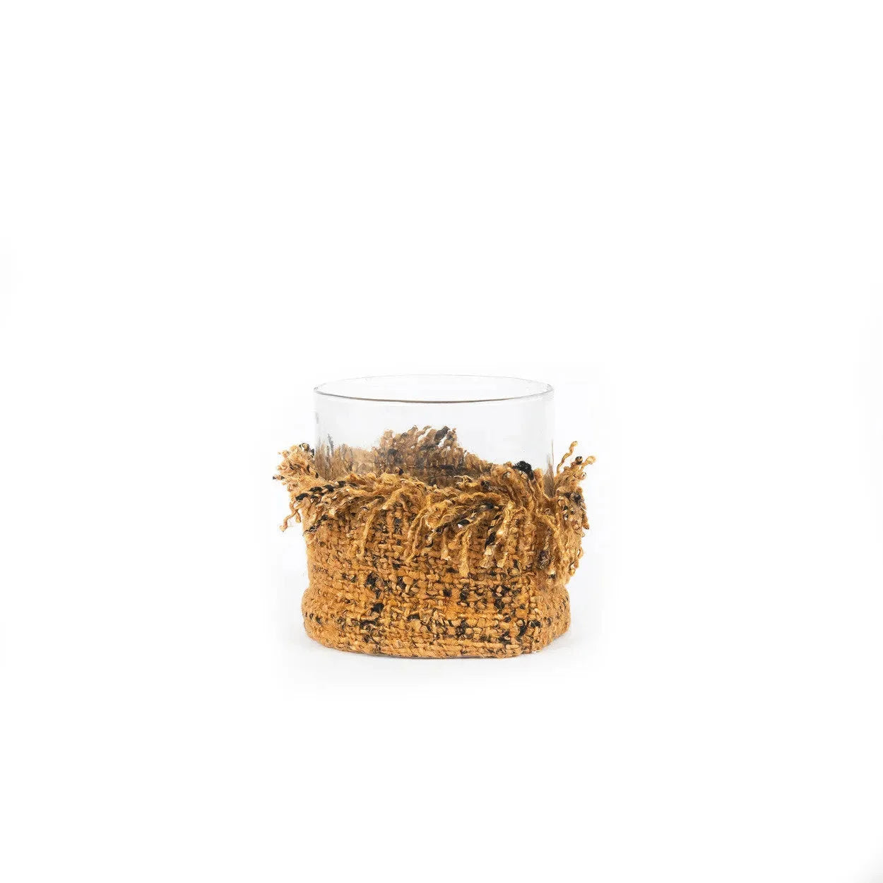 Porte-bougie en coton tricoté – Marron cannelle – H8 cm