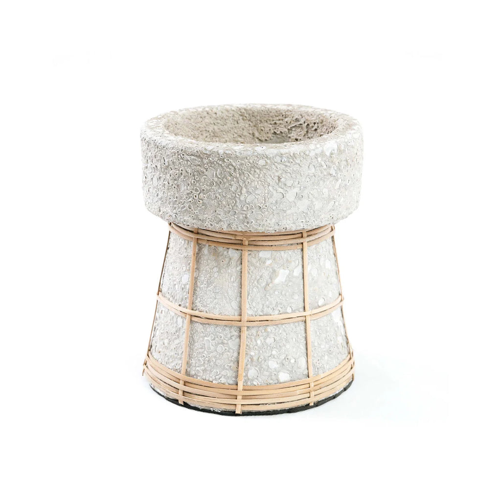 Porte-bougie en terre cuite béton naturel 16 cm