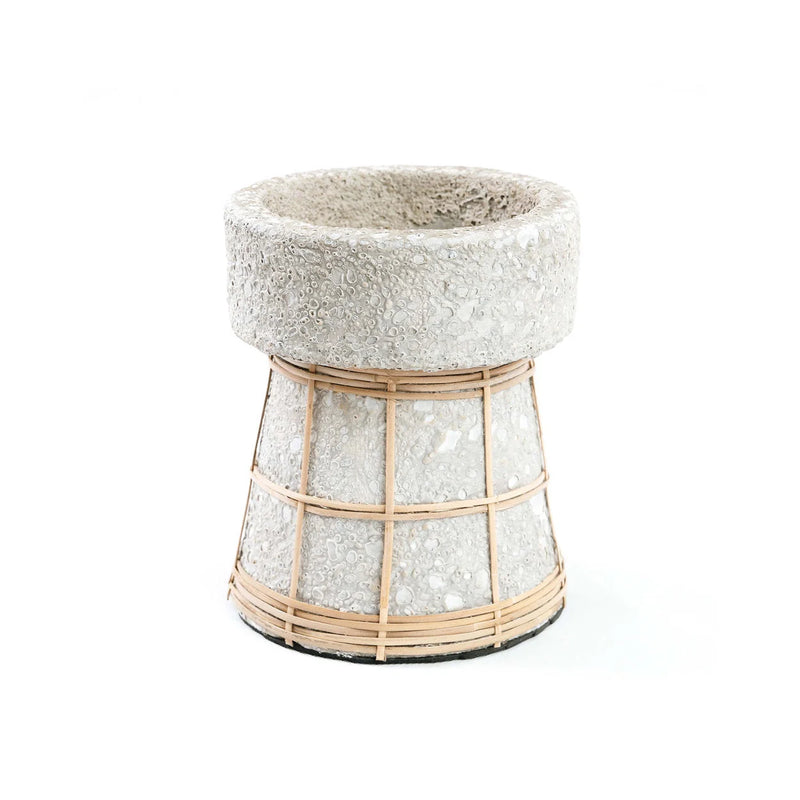 Porte-bougie en terre cuite béton naturel 16 cm