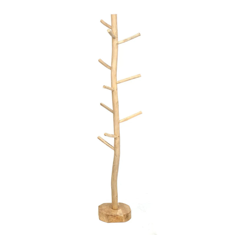 Porte-manteau arborescent en bois de teck naturel – H160 cm