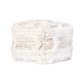 Pouf carré en coton crème khaki avec franges, paillettes et texture shaggy 50x50 cm