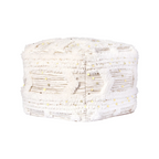 Pouf carré en coton crème khaki avec franges, paillettes et texture shaggy 50x50 cm