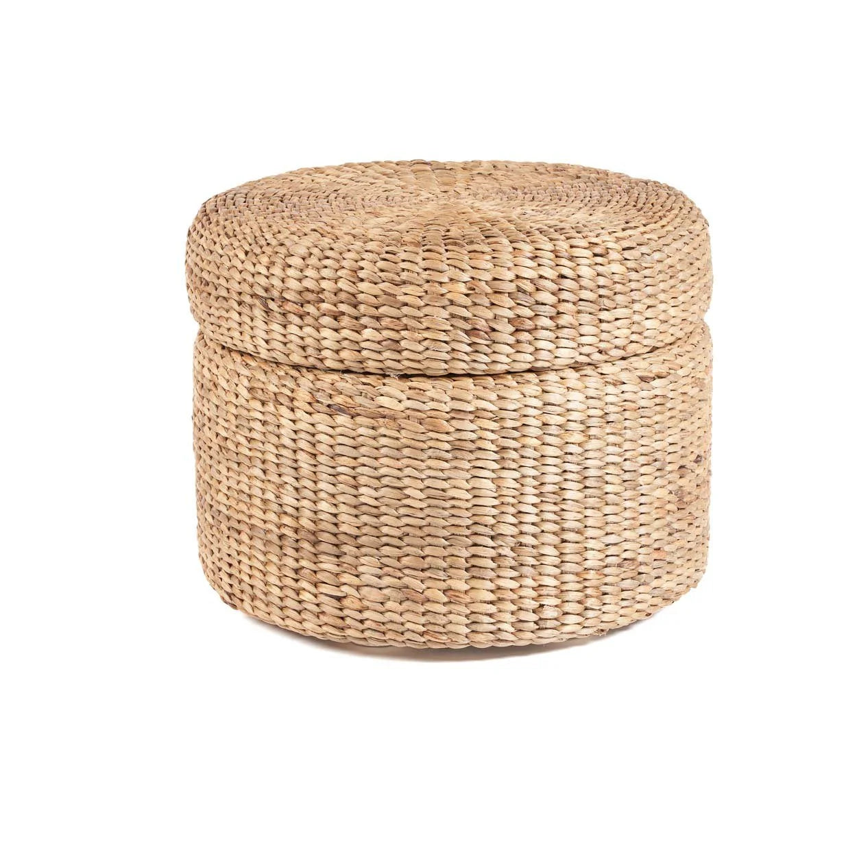 Pouf rond en jacinthe d’eau avec rangement 60x45 cm