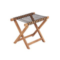 Repose-valise pliable en teck avec assise tressée noire et sangles noires
