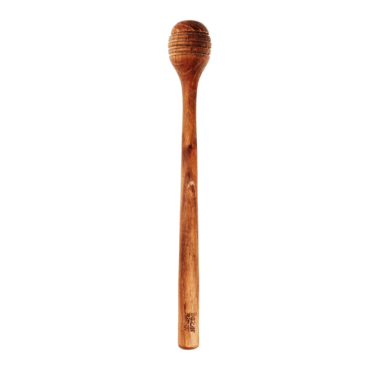 Cuillère à miel en teck naturel de 19 cm avec tête sphérique et manche fin