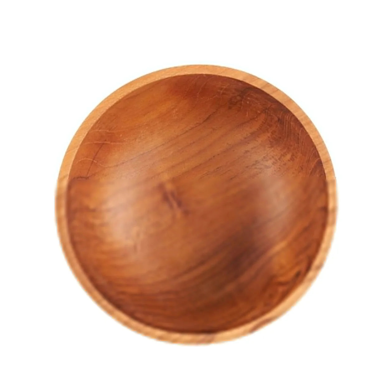 Saladier rond en bois de teck naturel avec veinures apparentes